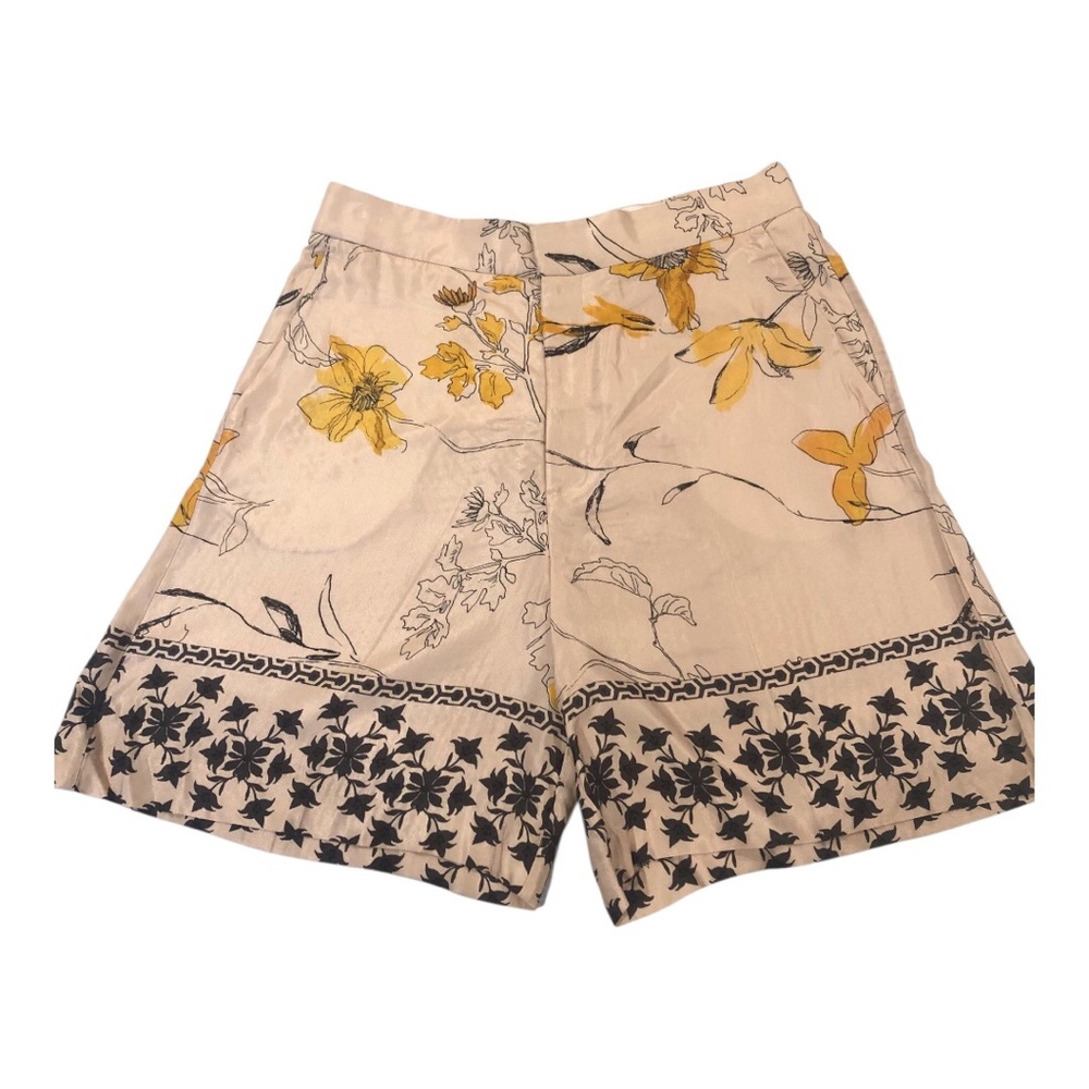 H&M Cream and Yellow Bermudas with Floral Design